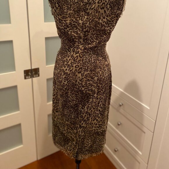 Pink Tartan leopard print zip back midi cocktail dress - Picture 2 of 6